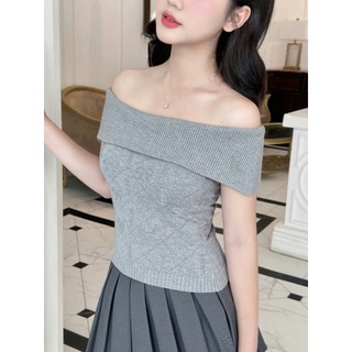 (SALE) Áo len nữ trễ vai len tăm mềm trám hình form ôm tôn dáng thanh lịch phong cách hàn quốc hàng thiết kế TV2