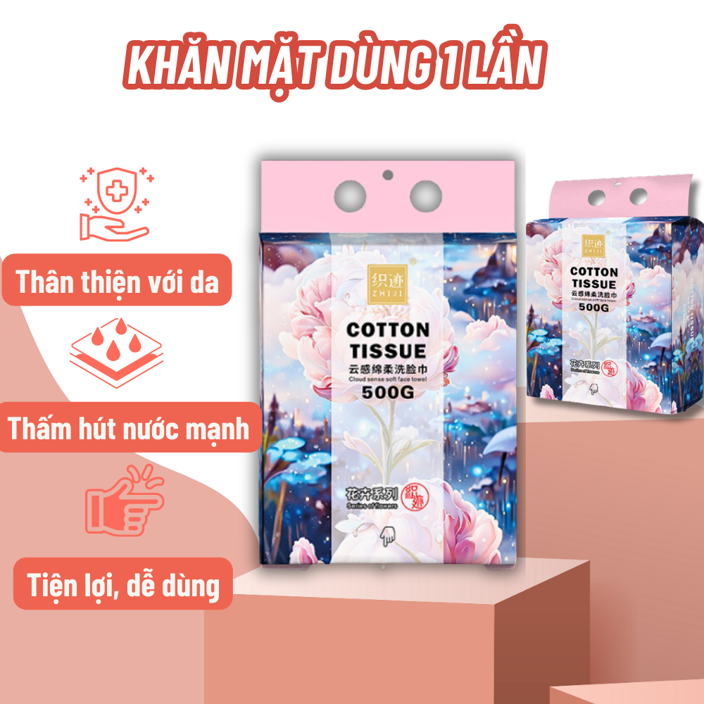 Khăn lau mặt khô đa năng 100% cotton dùng 1 lần, giấy lau mặt dạng rút ...
