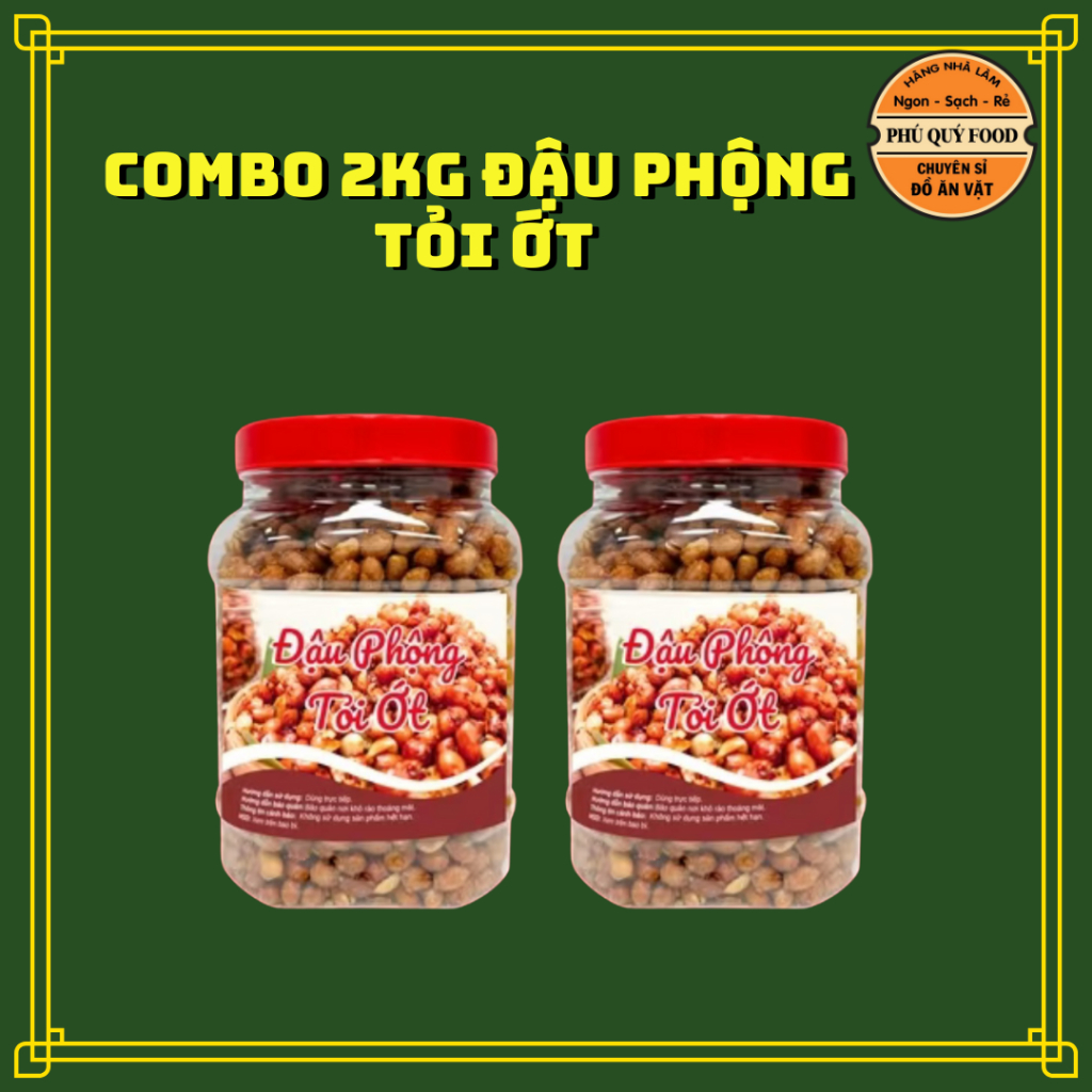 Combo 2Kg Đậu Mix 4 Vị [500g Đậu Phộng Tỏi Ớt + 500g Đậu Phộng Cốt Dừa + 500g Đậu Hà Lan Tỏi Ớt + 500g  Da Cá Tỏi ớt ]