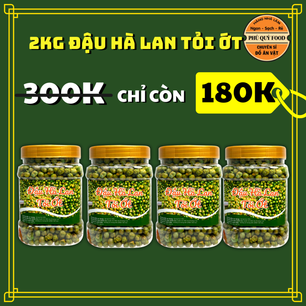 Combo 2Kg Đậu Mix 4 Vị [500g Đậu Phộng Tỏi Ớt + 500g Đậu Phộng Cốt Dừa + 500g Đậu Hà Lan Tỏi Ớt + 500g  Da Cá Tỏi ớt ]
