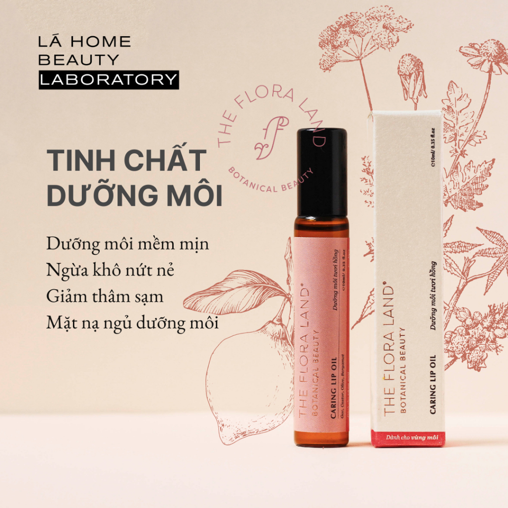 Tinh Chất Dưỡng Môi Tươi Hồng Giảm Thâm Giảm Khô - Caring Lip Oil The Flora Land