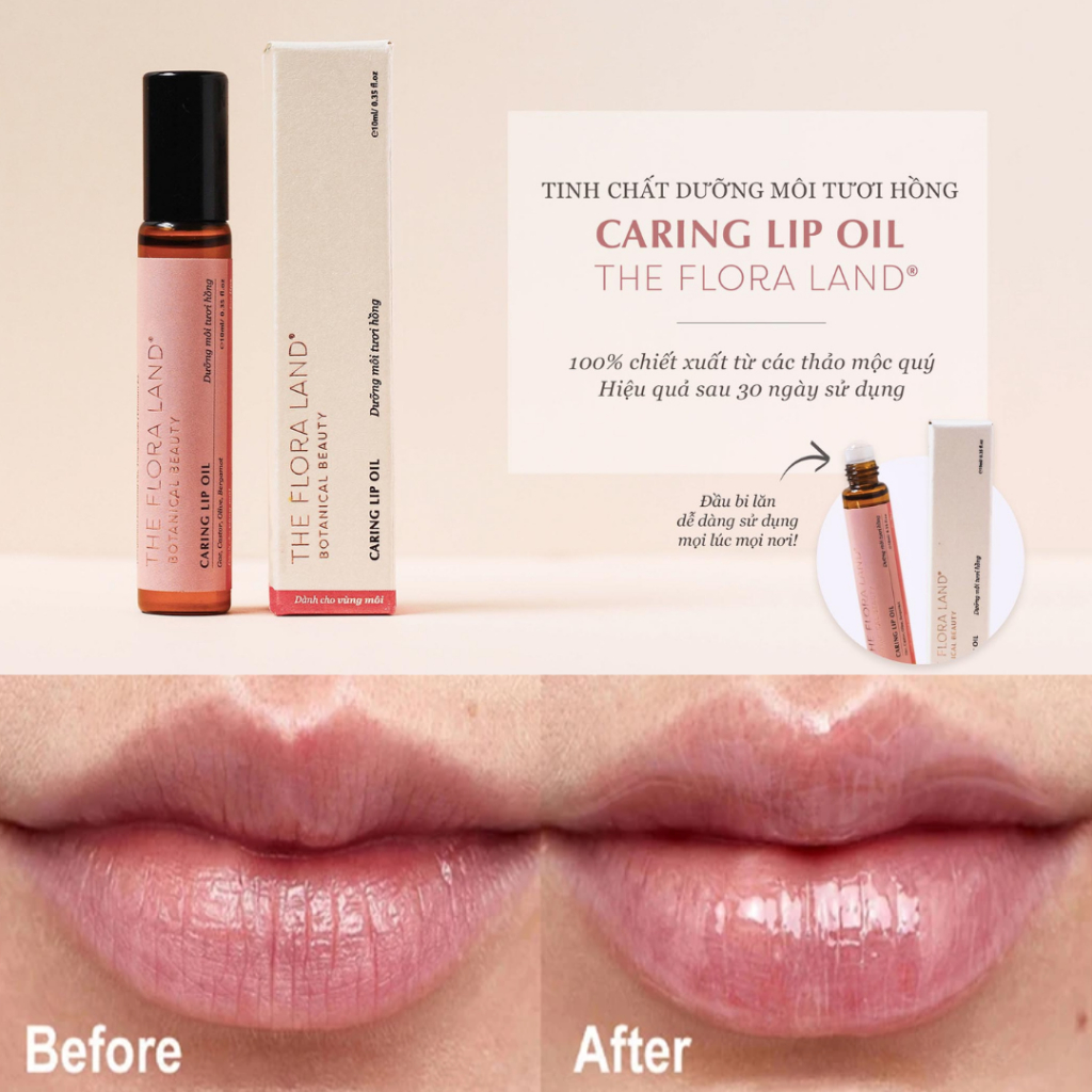 Tinh Chất Dưỡng Môi Tươi Hồng Giảm Thâm Giảm Khô - Caring Lip Oil The Flora Land