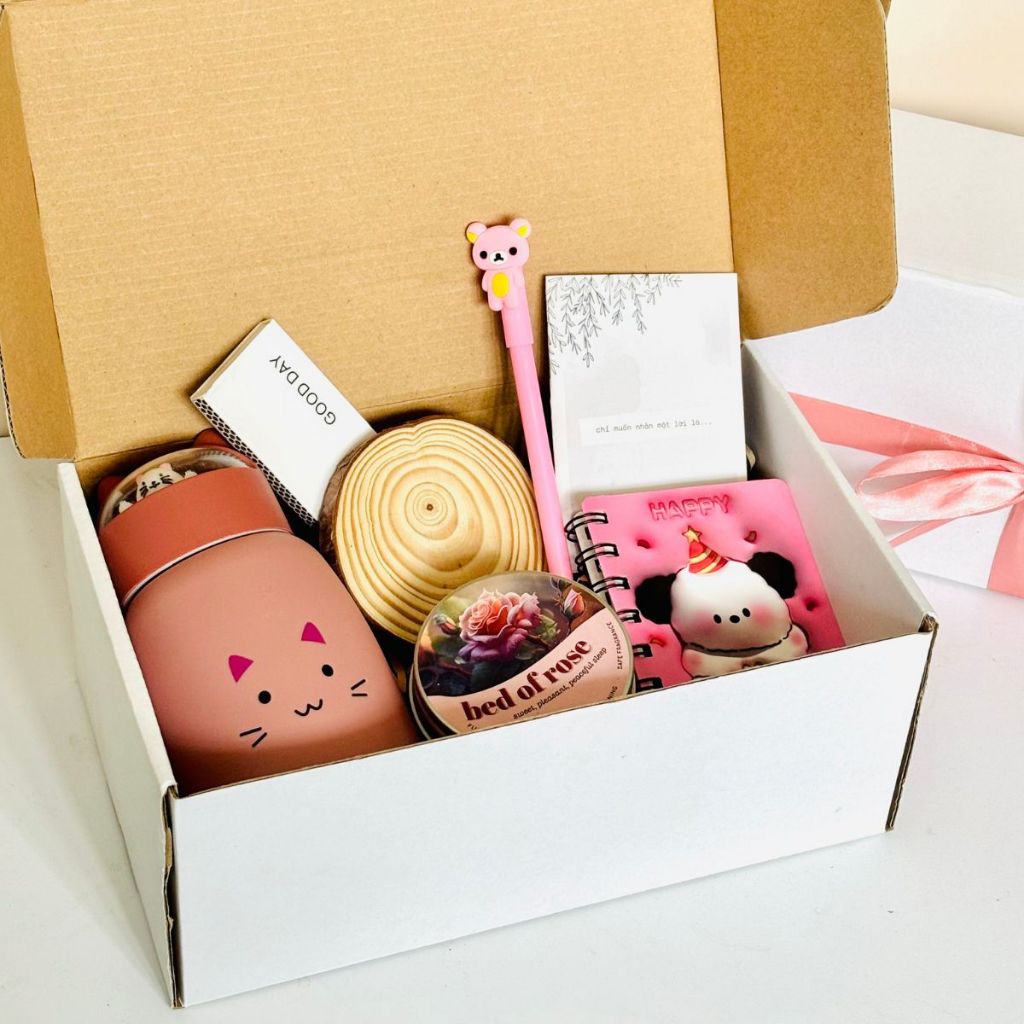 Hộp Quà Pretty Box 4 Tone Màu, Set Quà Bình Giữ Nhiệt, Nến Thơm và Sổ ...