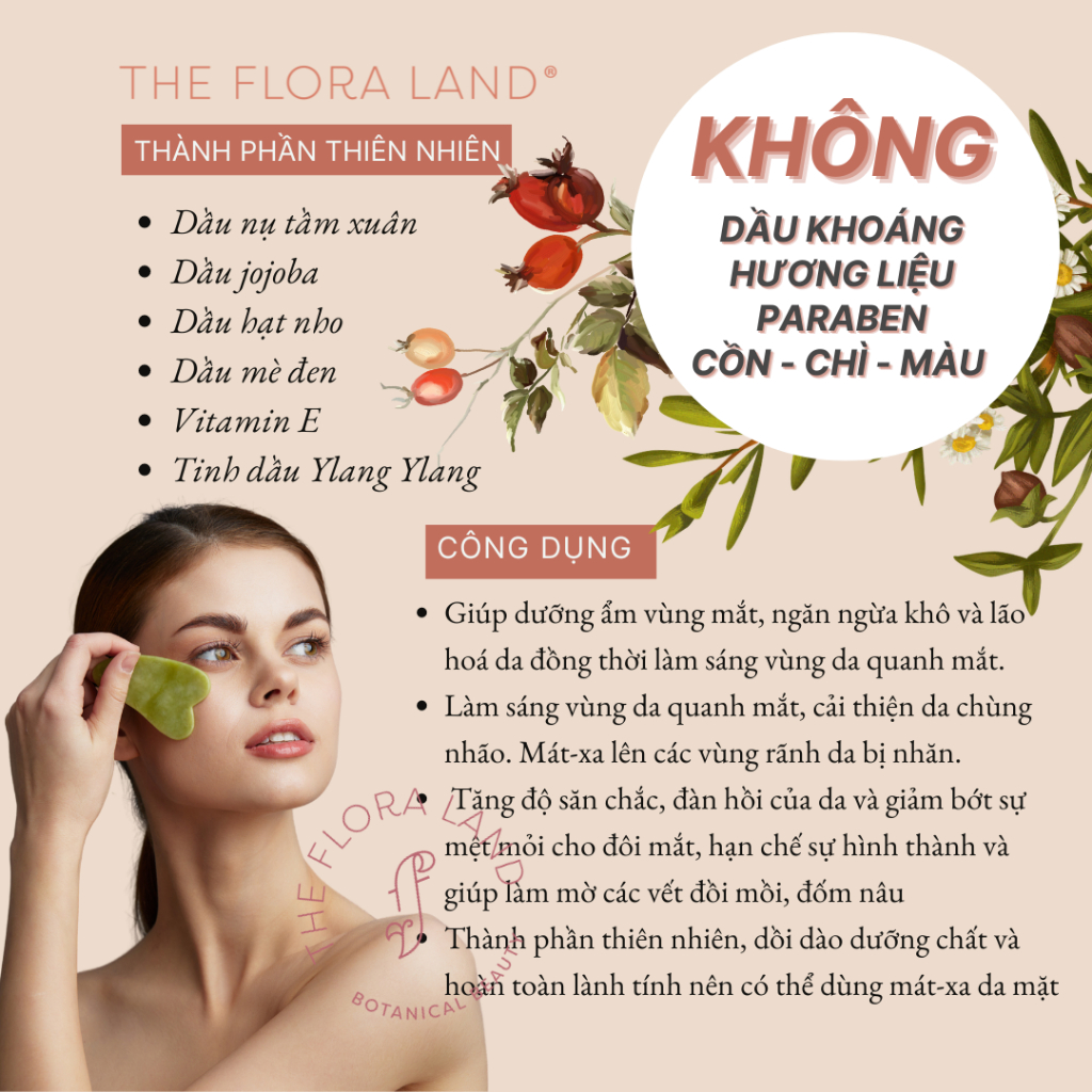 Tinh Chất Dưỡng Mắt Mờ Thâm Giảm Nhăn - Renewing Eye Serum The Flora Land