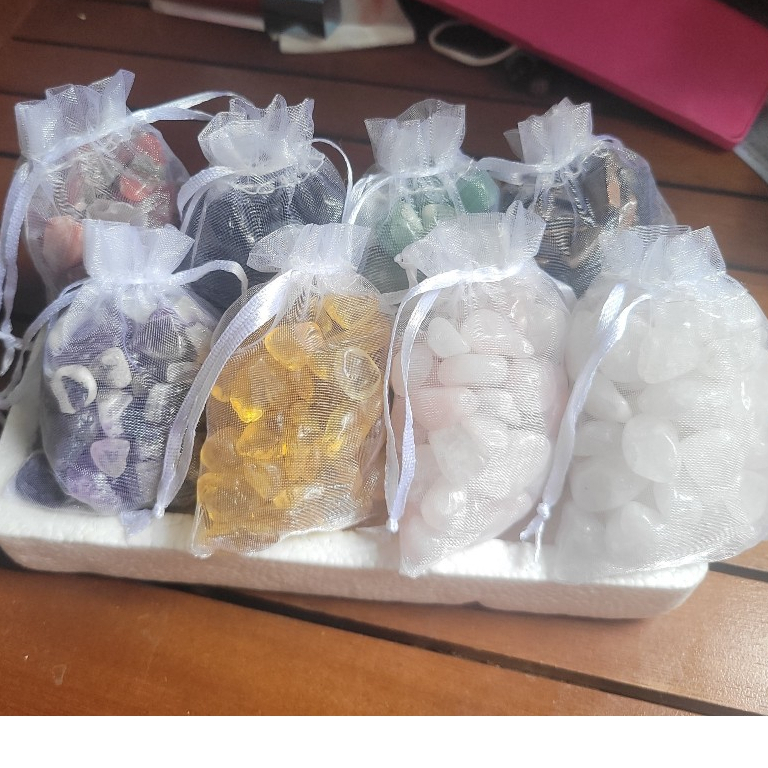 Túi đá Thạch Anh thanh tẩy 100gr dùng trong tarot hoặc treo phòng, bỏ balo túi xách