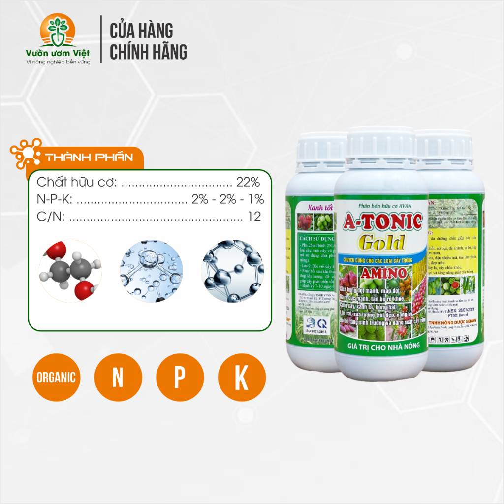 Phân bón hữu cơ Atonic GOLD - kích thích sinh trưởng, phục hồi cây suy, tăng chất lượng cây trồng