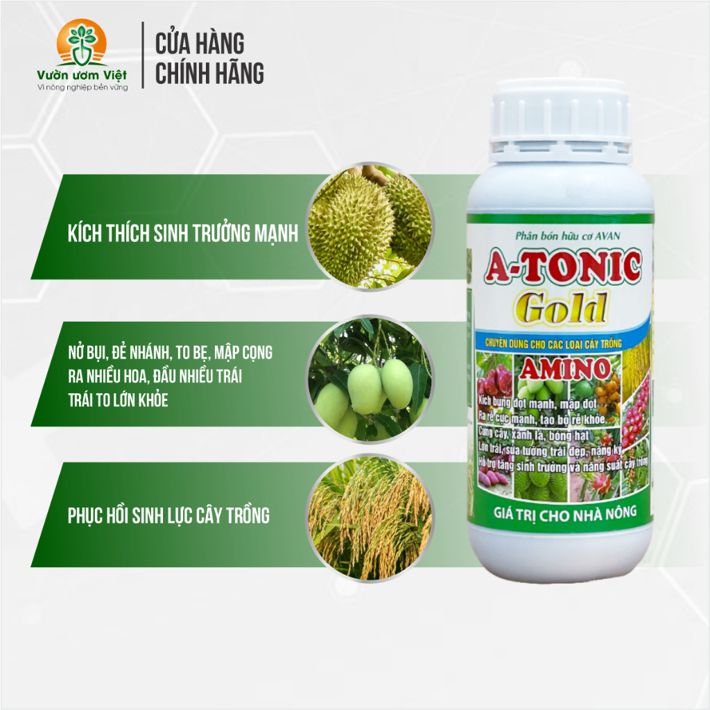 Phân bón hữu cơ Atonic GOLD - kích thích sinh trưởng, phục hồi cây suy, tăng chất lượng cây trồng