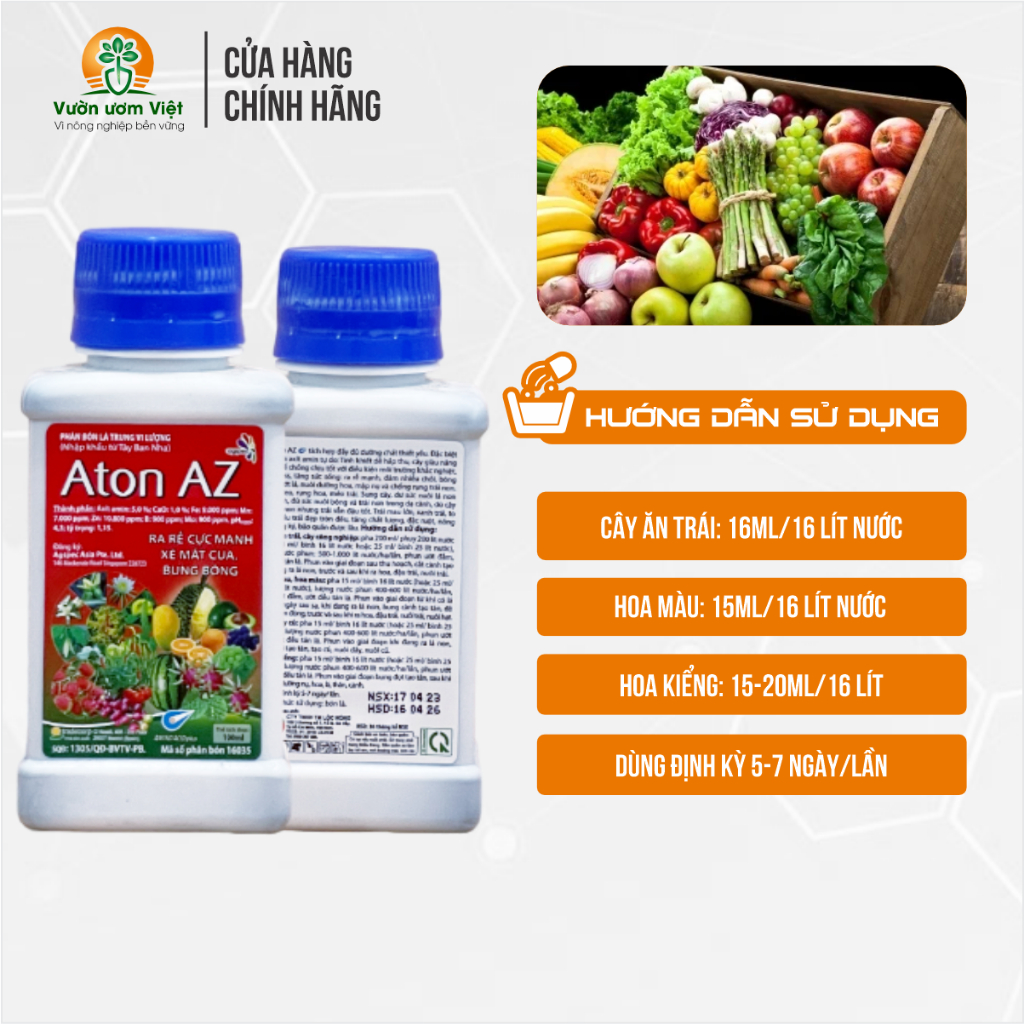 Phân bón Aton AZ - dưỡng bông to, kích rễ mạnh, điều hòa sinh trưởng cây trồng - 100ml