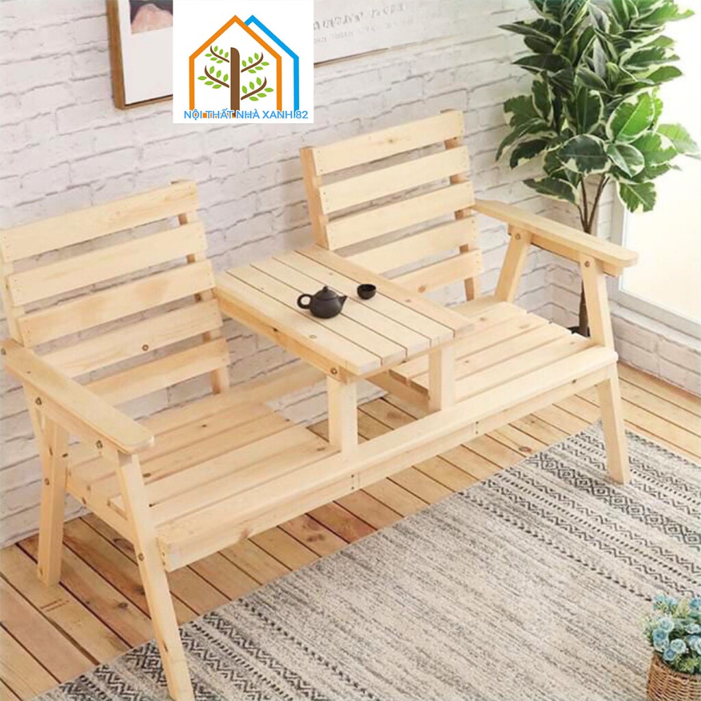 Bộ bàn ghế gỗ thông sân vườn, bàn ghế cafe ngoài trời ban công phong cách mộc mạc vintage  Tiêu đề biến thể