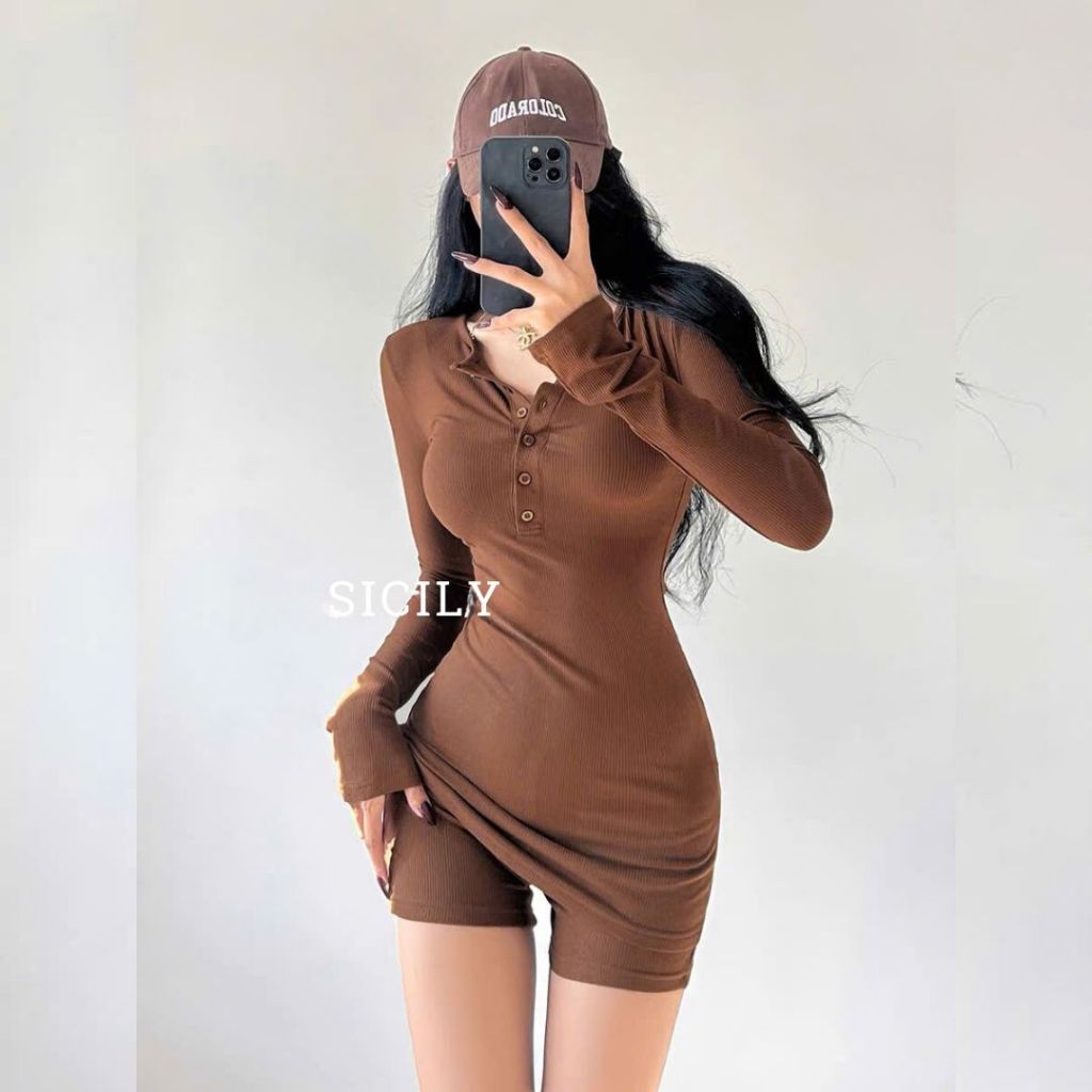 Set áo thun dáng dài ôm body kèm quần đùi Short Sicily AD806