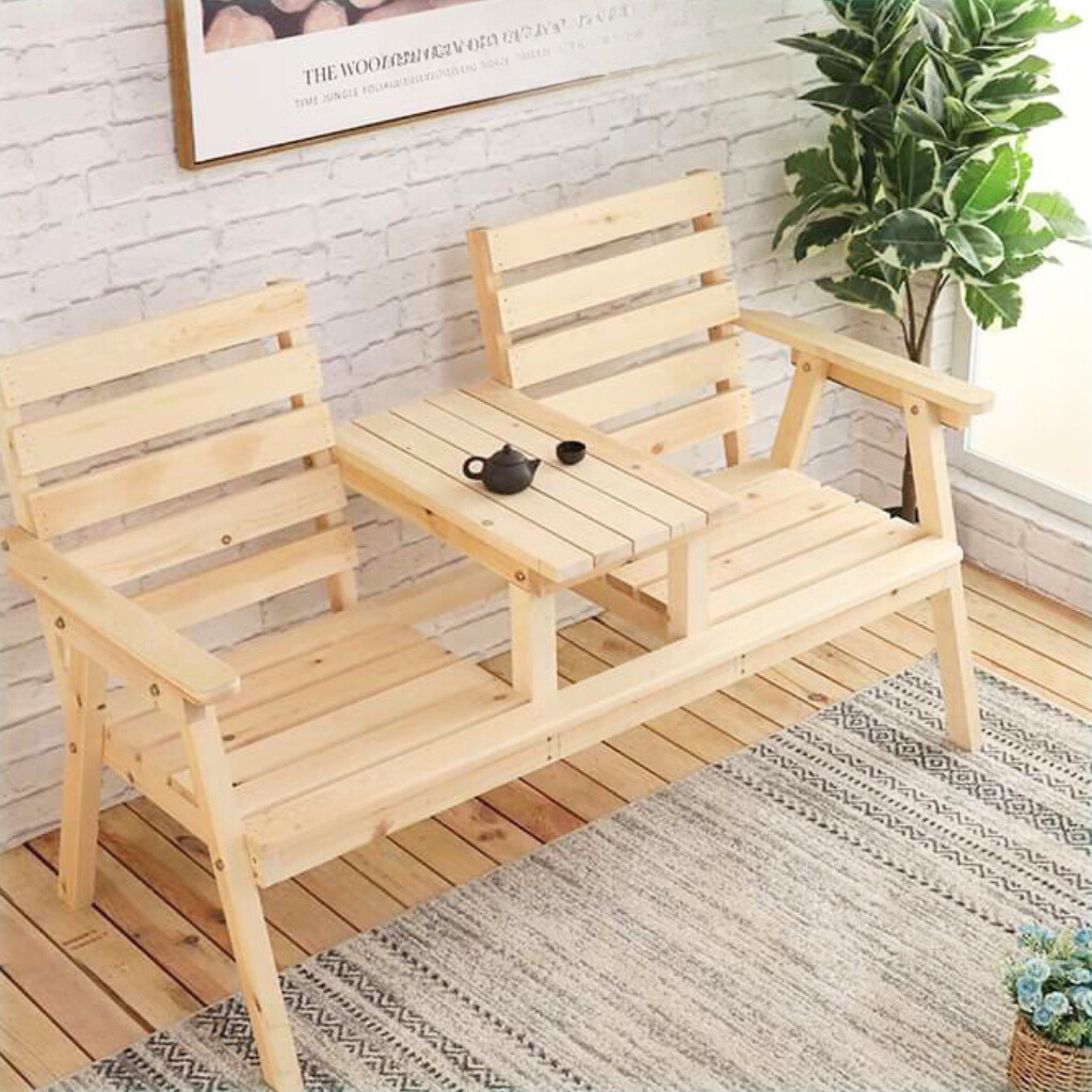 Bộ bàn ghế gỗ thông sân vườn, bàn ghế cafe ngoài trời ban công phong cách mộc mạc vintage  Tiêu đề biến thể
