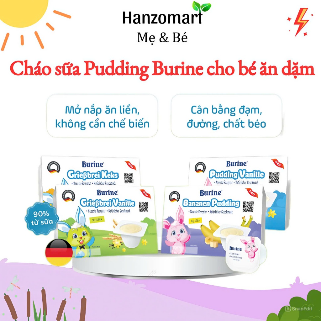 Cháo sữa burine pudding đủ vị cho bé ăn dặm - hanzo2009