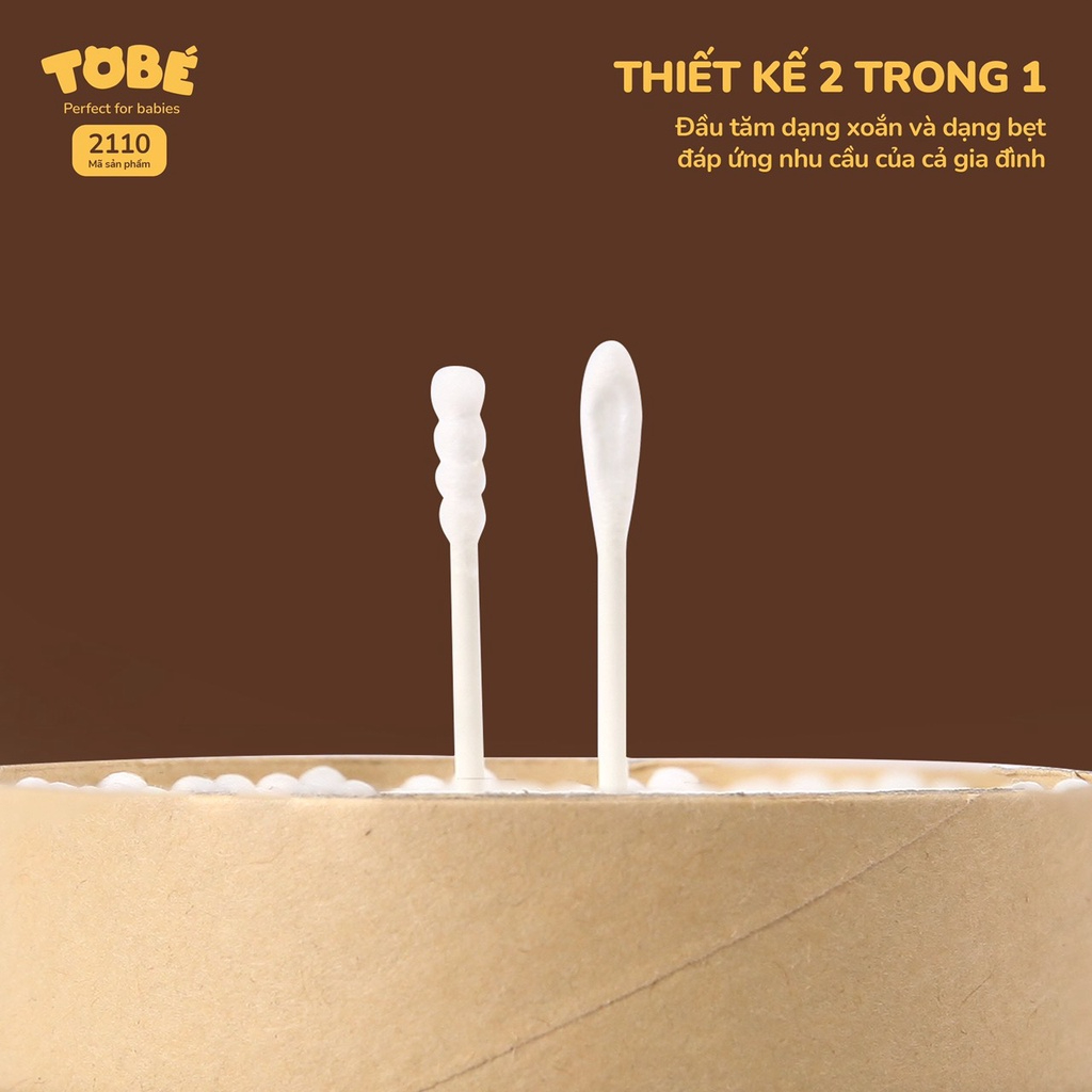 Tăm bông cho bé sơ sinh , trẻ em misuta vcool Yuki Hana bông tự nhiên