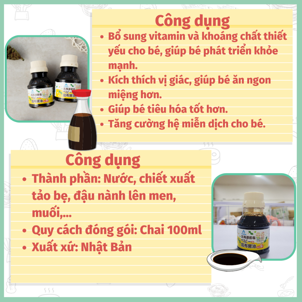 Nước tương tách muối cho bé ăn dặm tảo bẹ Anber Nhật Bản 100ml ăn dặm
