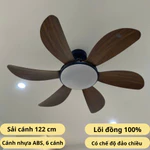 Quạt trần 6 cánh mã 912 động cơ DC điều khiển từ xa 6 cấp độ gió, đèn led 3 màu, quạt cánh nhựa cao cấp, sải cánh 1.22m — ảnh 2