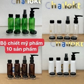 Bộ chiết mỹ phẩm 10 sản phẩm (SET 10SP), bộ chiết mỹ phẩm mini. bộ chiết mỹ phẩm đi du lịch