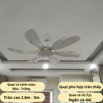 Quạt trần 6 cánh mã 912 động cơ DC điều khiển từ xa 6 cấp độ gió, đèn led 3 màu, quạt cánh nhựa cao cấp, sải cánh 1.22m — ảnh 3