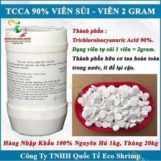 1kg TCCA 90, Clo Viên 2gram Xử lý Nước Hồ Bơi Nước Sinh Hoạt, Diệt Tảo Rong Rêu, Khử Trùng Nhà Cửa