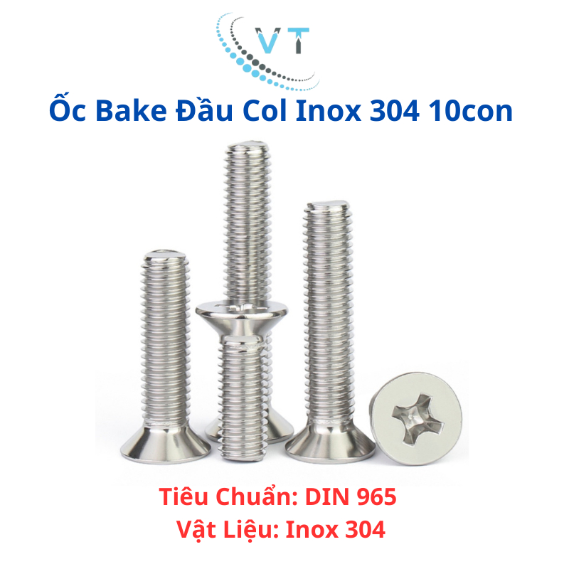 Ốc Bake Đầu Col đầu bằng INOX 304 M5 Bu lông inox 304 đầu bằng