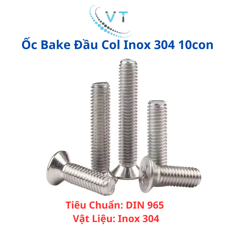 Ốc Bake Đầu Col đầu bằng INOX 304 M5 Bu lông inox 304 đầu bằng