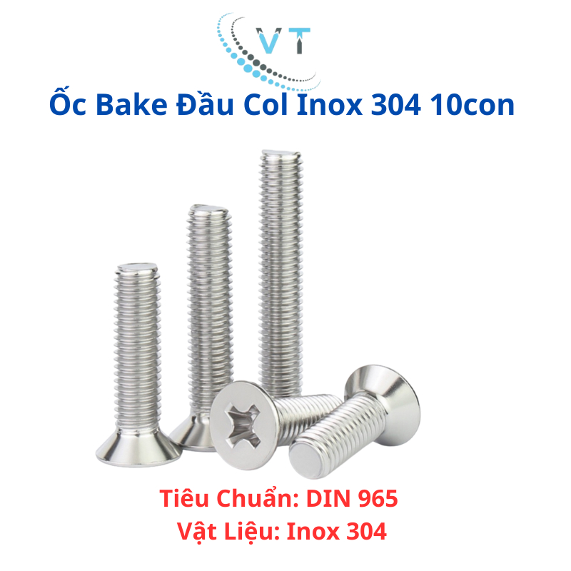 Ốc Bake Đầu Col đầu bằng INOX 304 M8 Bu lông inox đầu bằng