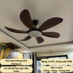 Quạt trần 6 cánh mã 912 động cơ DC điều khiển từ xa 6 cấp độ gió, đèn led 3 màu, quạt cánh nhựa cao cấp, sải cánh 1.22m — ảnh 4