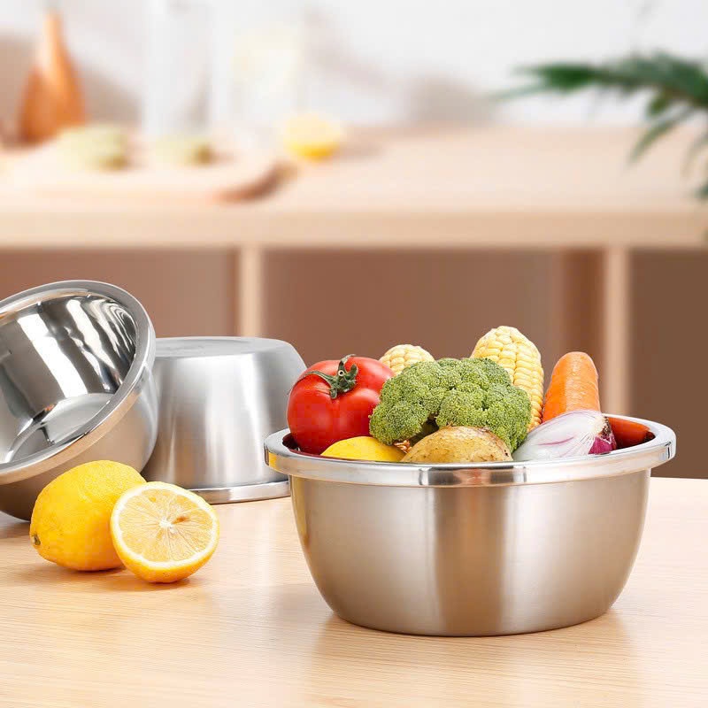 Thau rổ Inox cao cấp - Thau trộn bột, trộn salad, thau đựng củ quả