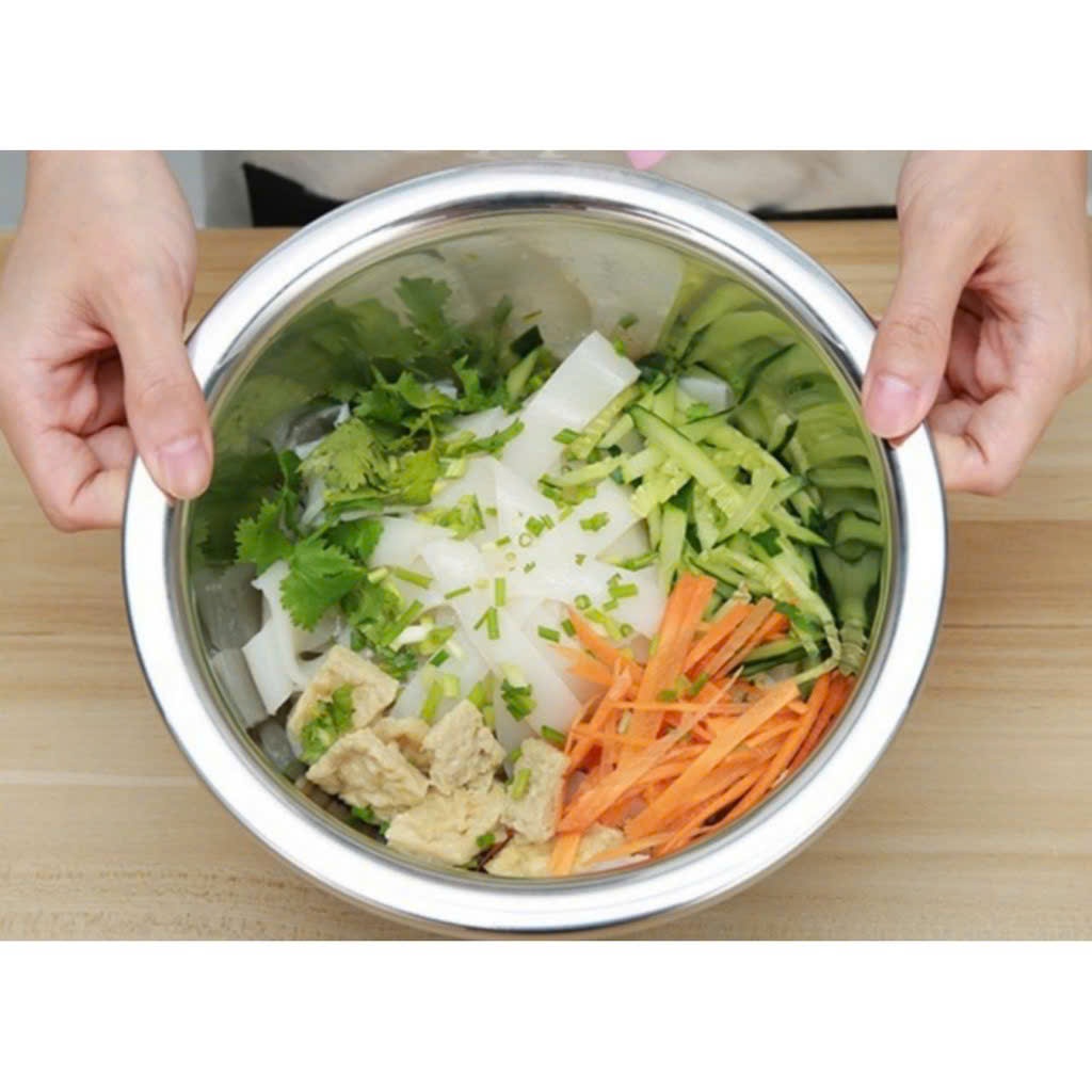 Thau rổ Inox cao cấp - Thau trộn bột, trộn salad, thau đựng củ quả