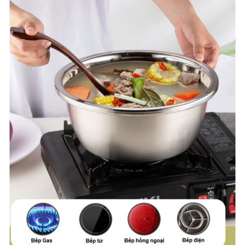 Thau rổ Inox cao cấp - Thau trộn bột, trộn salad, thau đựng củ quả