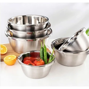 Thau rổ Inox cao cấp - Thau trộn bột, trộn salad, thau đựng củ quả