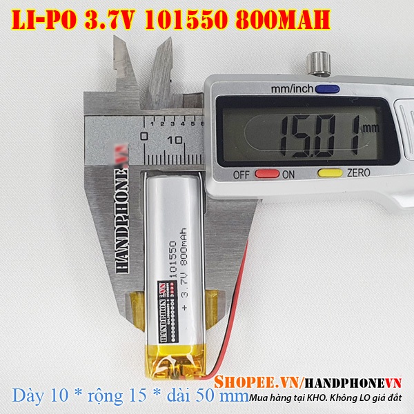 Pin Li-Po 3.7V 800mAh 101550 (Li-Polymer) cho tai nghe Bluetooth, Máy ...