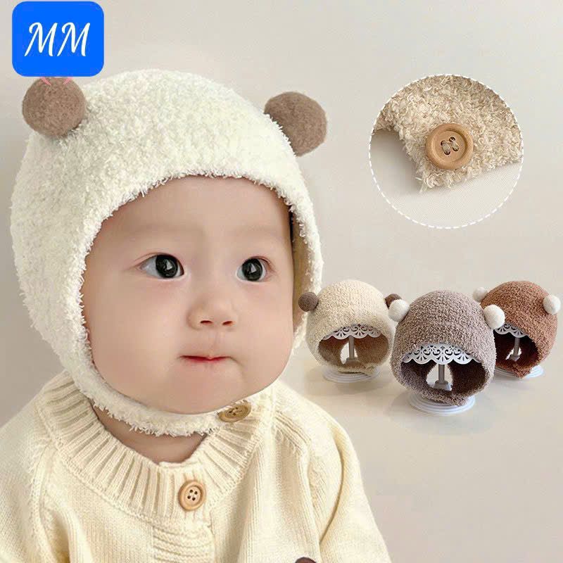 mũ len tai gấu siêu xinh cho bé 0_3 tuổi