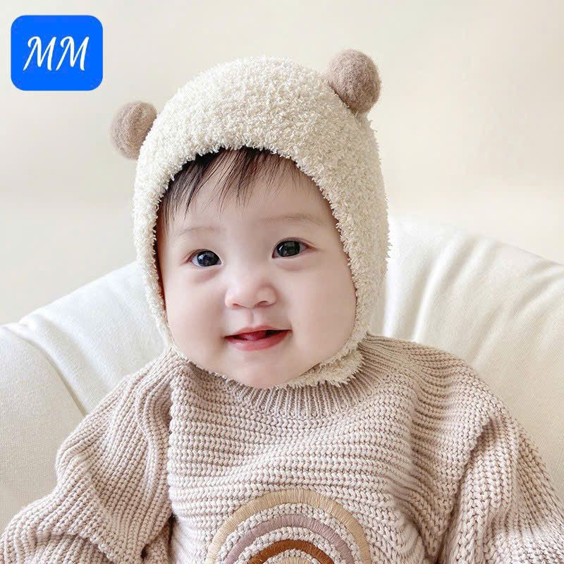 mũ len tai gấu siêu xinh cho bé 0_3 tuổi