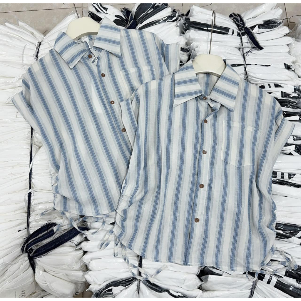 Áo sơ mi nữ dáng croptop tay ngắn có túi trước ngực kèm dây rút eo Jumito, áo thun nữ kiểu sơ Hàn Quốc HCOM2917