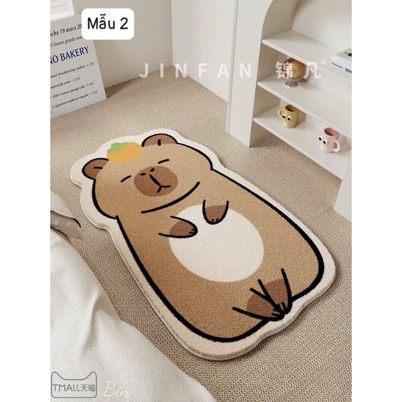 thảm chân cao cấp lông họa tiết capybara