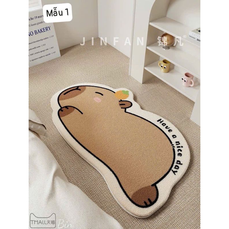 thảm chân cao cấp lông họa tiết capybara