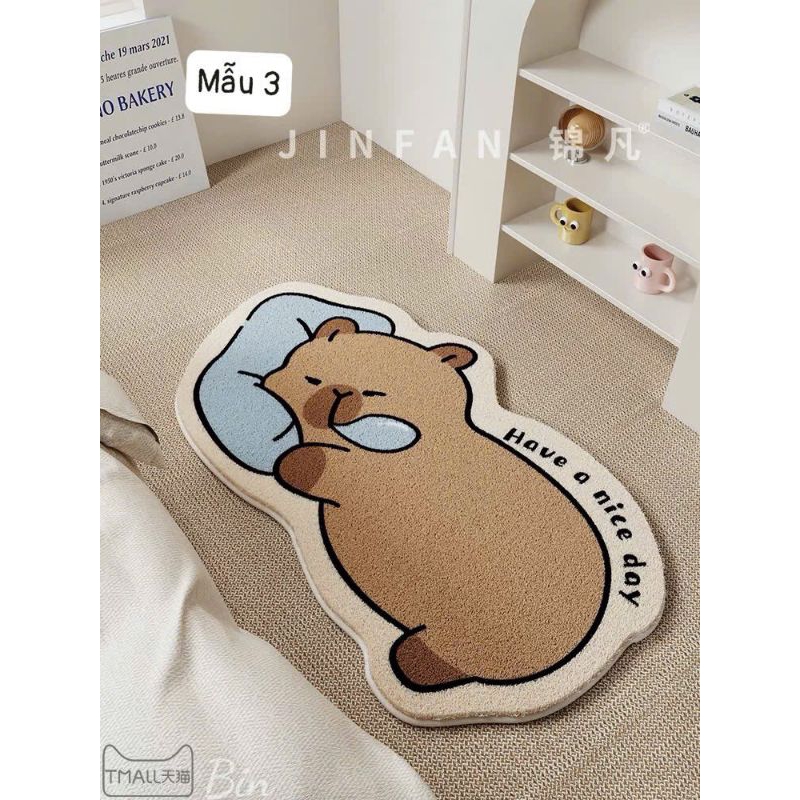 thảm chân cao cấp lông họa tiết capybara