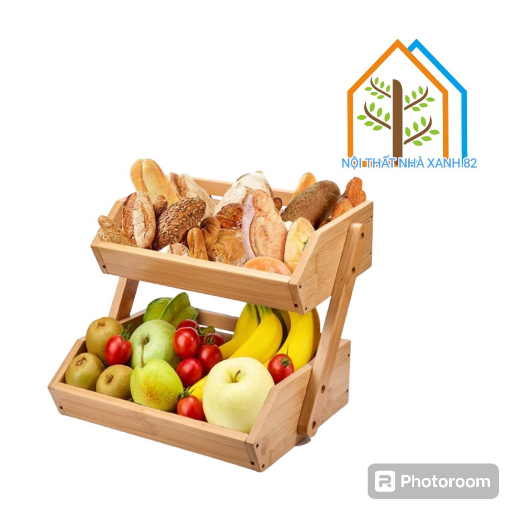 Kệ Để Trái Cây 2 Tầng Bằng Gỗ thông nhập khẩu,Khay Gỗ Đựng Trái Cây Trang Trí Trưng Bày Cửa Hàng.