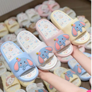 Dép Nữ Mũi Tròn Quai Ngang Xixitao Cao Su Non Họa Tiết Hoạt Hình Voi Mèo Dễ Thương -T020