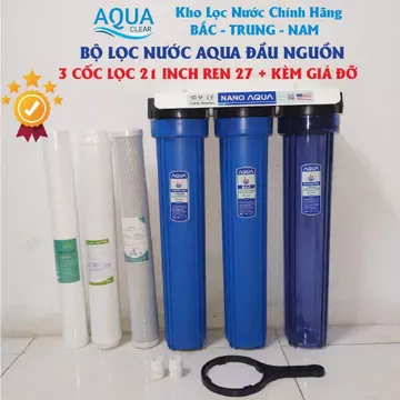 Bộ lọc chặn đầu nguồn 20inch,bộ lọc thô 123 đầu nguồn ,bộ lọc nước sinh hoạt đầu nguồn 3 cấp ren 27 mm