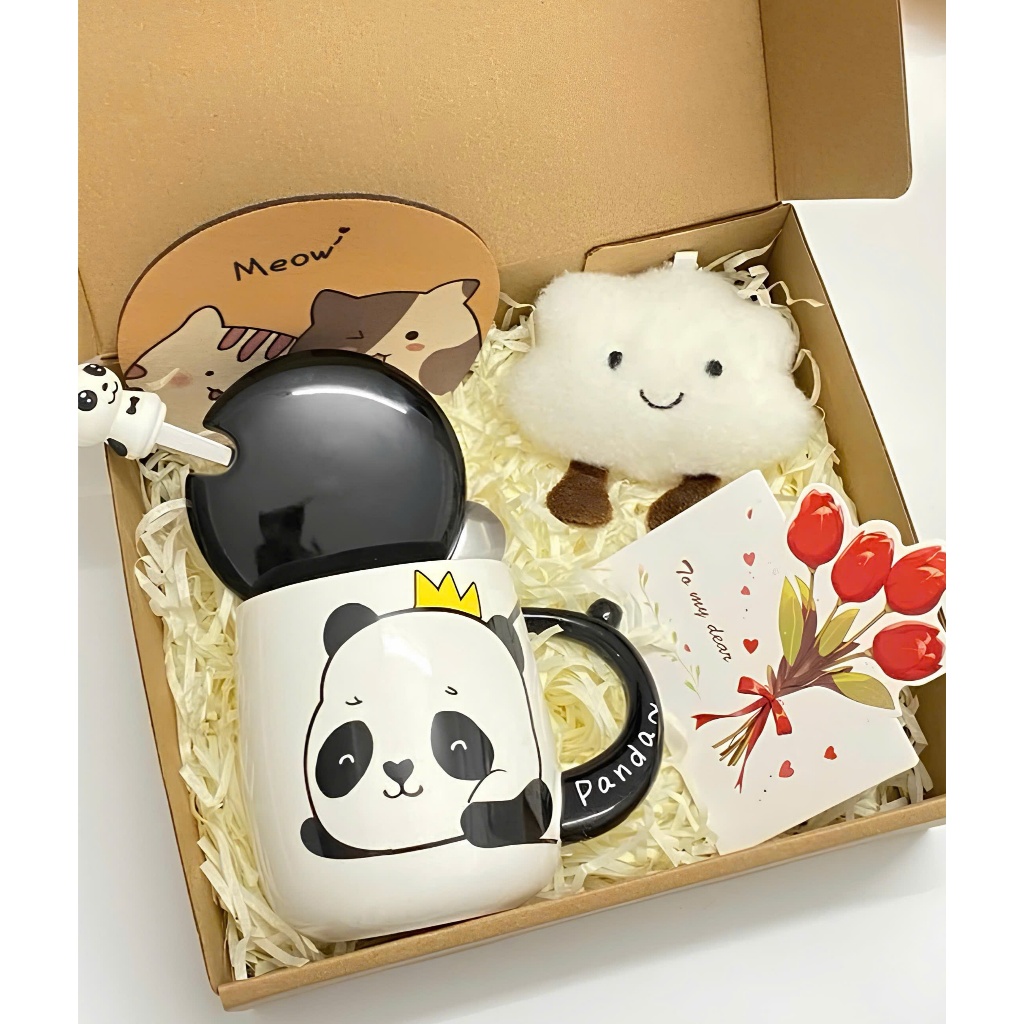 Set Quà Tặng KHẮC TÊN THEO YÊU CẦU LÓT CỐC GỖ Gấu trúc Panda Kèm Phụ Kiện tặng sinh nhật, tốt nghiệp, lưu niệm