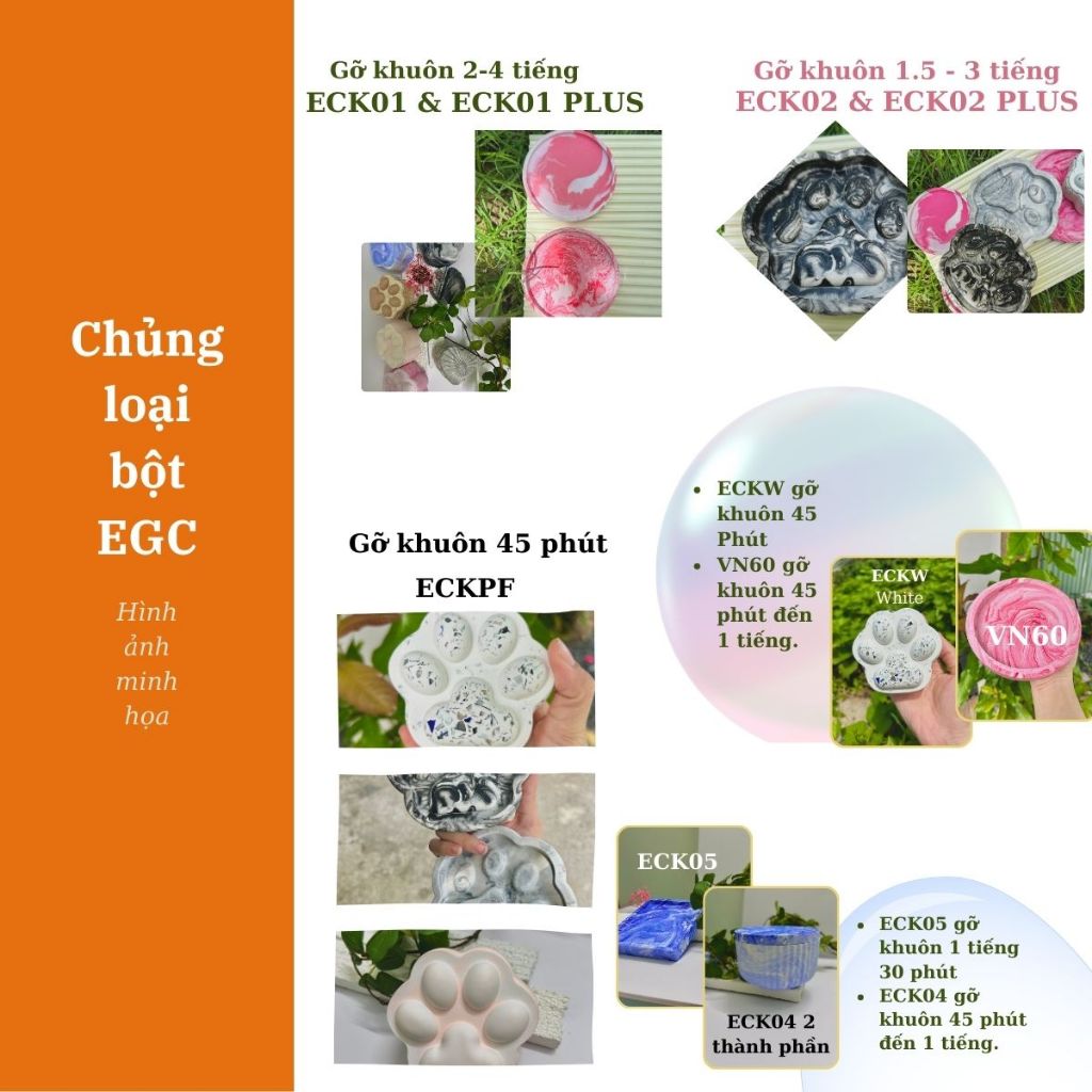 [1kg] EGC Tổng hợp bột đổ khuôn hũ nến nguyên liệu an toàn, chuyên dụng cho đúc khuôn khay tượng decor trang trí nhà cửa