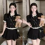 Áo tiểu thư lizsa dễ thương cổ ren áo kiểu nữ phối bèo vải umi hàn co giãn thiết kế 8 cúc dọc dáng croptop cực đẹp