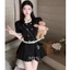 Áo tiểu thư lizsa dễ thương cổ ren áo kiểu nữ phối bèo vải umi hàn co giãn thiết kế 8 cúc dọc dáng croptop cực đẹp