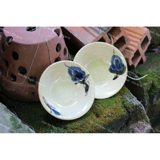 Chén Tép Vẽ Họa Tiết Bông Hoa Size To 9.5cm - Làm Bánh Bèo - Nướng Trứng - Chén Chấm - Đựng Gia Vị - Gốm Xưa Lái Thiêu