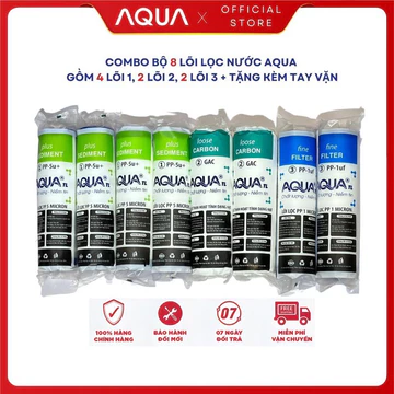 [TẶNG TAY VẶN] Bộ 8 Lõi Lọc nước 1 2 3 AQUA Chính Hãng | Dùng được cho mọi loại máy lọc nước gia đình, máy lọc nước RO