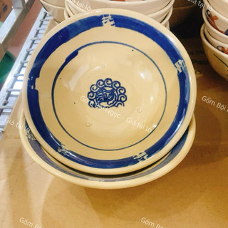 Tô Gốm Xưa Phết Xanh/Chỉ Xanh Nam Bộ Size 14cm - Đựng Bún Chả - Làm Tô Cơm - Chè - Gốm Lái Thiêu Xưa Cho Người Hoài Niệm