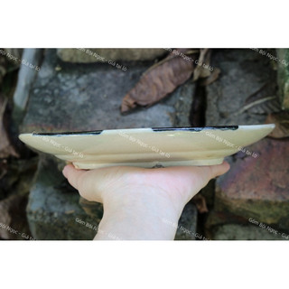 Dĩa Gốm Phết Xanh Cổ Xưa Size Đại Phẳng Đường Kính 22cm (Dĩa Mét) - Gốm Xưa Lái Thiêu Cho Người Hoài Niệm - Gốm Nam Bộ