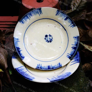 Dĩa Gốm Phết Xanh Cổ Xưa Size Đường Kính 15.5cm - Gốm Xưa Lái Thiêu Cho Người Hoài Niệm - Gốm Nam Bộ - Dĩa 7 Phết