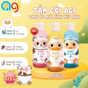 Sữa tắm gội AGI 2 in 1 cho bé 700ml Sữa Tắm toàn thân Cho Bé Sơ Sinh Và Trẻ Em